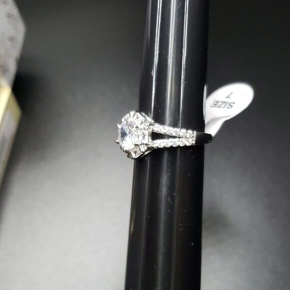 White Gold Cushion Cut Engagement Ring - Picture 7 of 7